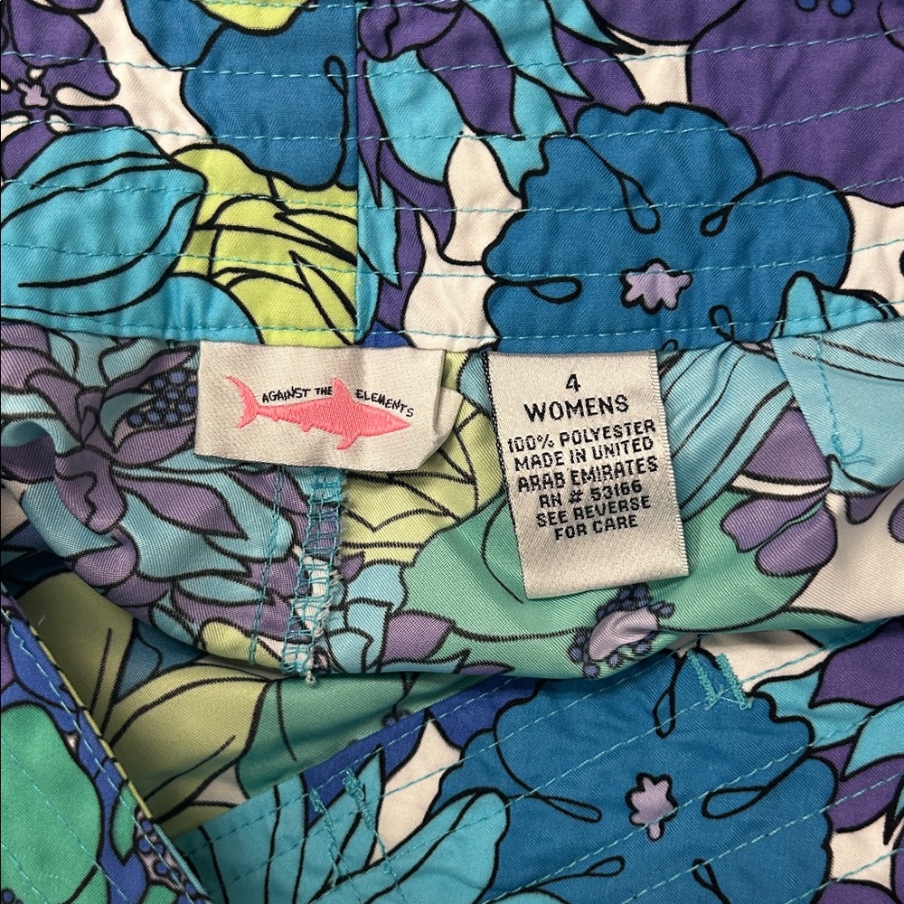 Against the Elements Floral Blue & Green Swim/Beach Shorts Size 4 - Picture 3 of 5
